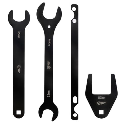 SMOTIVEPRO 4-Piece Fan Clutch Removal Tool Kit, 32mm 36mm 40mm 57mm Fan Clutch Wrench and 15" Water Pump Pulley Holder Removal Tool for BMW, Ford, GM, Dodge,Jeep - size: 4Pcs Fan Clutch Wrench Set
