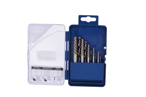 Century Drill & Tool 88710 Spiral Flute Screw Extractor & Left-Hand Drill Set, 10 Piece, M35 Cobalt Steel, Includes #1 - #5 Extractors & Left Hand Drills - size: 10-piece Spiral Flute