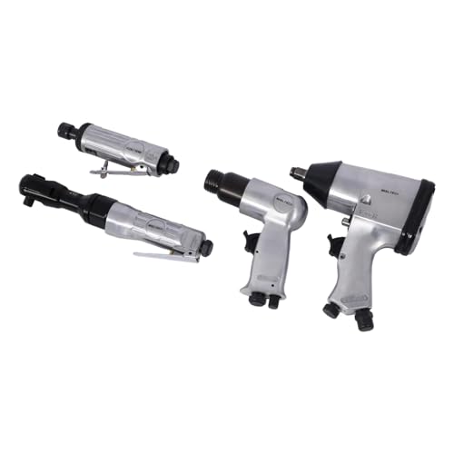 Complete Air Tool & Accessories Kit – Includes Impact Wrench, Air Ratchet, Die Grinder, Air Hammer, Hose Fittings, and Storage Case (71-Piece Silver) - color: 71-piece Silver