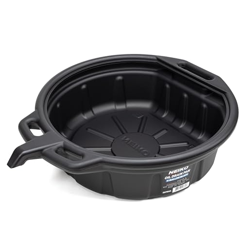 NEIKO 20760A 4 Gallon (16L) Anti-Splash Drain Container with Pour Spout, Black Plastic Drip Catcher for Fluid Changes - style: 4 gal/16 L Oil Drain Pan