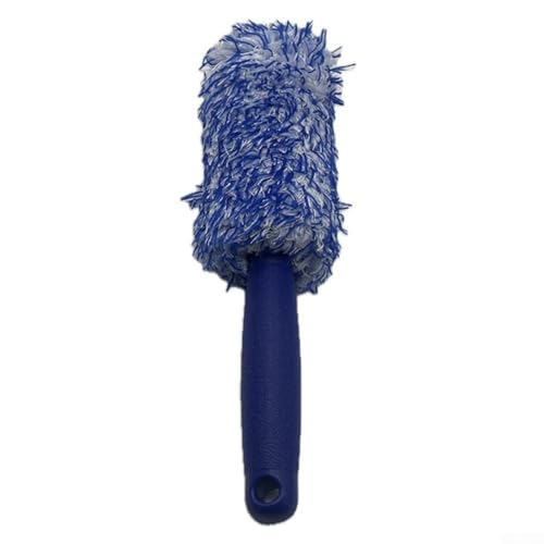 Soft Bristle Wheel Brush for Car Detailing - No Scratch Rim Cleaner with Microfiber Head for Brake Dust Removal on All Wheels(Blue and white) - color: Blue and white
