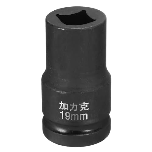 HARFINGTON 4 Point Square Socket 1" Drive by 19mm Metric Square Impact Socket 40CR Blackening Standard Wheel Sockets Pneumatic Socket Tool for Auto Repair Mechanical Maintenance Home Use - size: 19mm