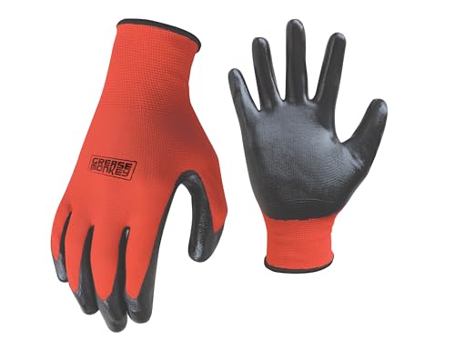 Grease Monkey General Purpose Nitrile Coated Work Gloves, Size Large, 12 Pack,Red