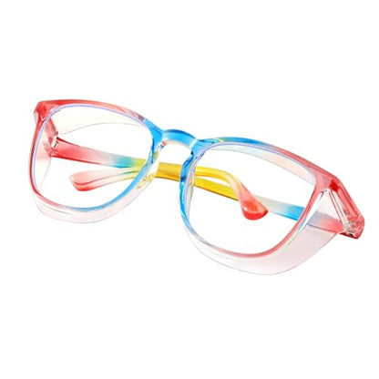 Safety glasses Goggles Nurses Protective Eyewear - Anti Fog Square Frame Stylish Clear Glasses for Women Men - color: A10-colorful