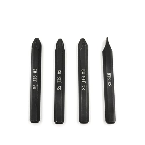 JIS B4633 Impact Screwdriver Bits For Impact Driver, 5/16" Hex Shank, S2 Alloy Steel,75mm Long- Ideal for Japanese Automotive & Motorcycle Repairs (JIS #3x3+SL8) - size: JIS #3x3+SL8