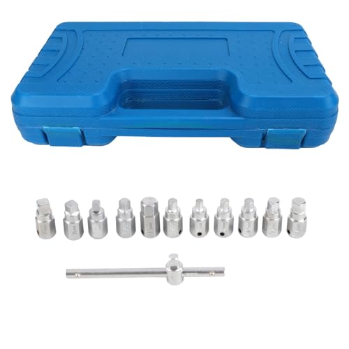 12 Pcs Drain Plug Key Socket Set - Premium Steel Axle Oil Sump Wrench for Engine Gear Box Repair