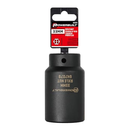 Powerbuilt 33mm Axle Nut Socket, 1/2 Inch Drive, Use with Impact Wrench, 6 Point Extra Deep, Remove Axle Shaft Nut - 647078 - size: 33mm