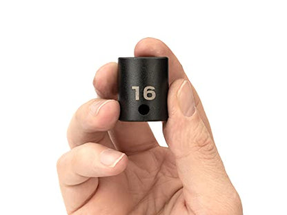 TEKTON 3/8 Inch Drive x 16 mm Shallow 6-Point Impact Socket | SID12116 - size: 16 mm, style: Shallow