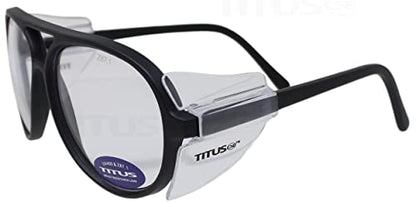 TITUS G35 Retro Aviator Z87 DOT ANSI CE Approved Safety Glasses | W/Protective Side Shields, UV400 Polycarbonate Lenses, Flexible Nylon Stems, Eye Protection, Sunglasses, Motorcycle, Shooting - color: Clear