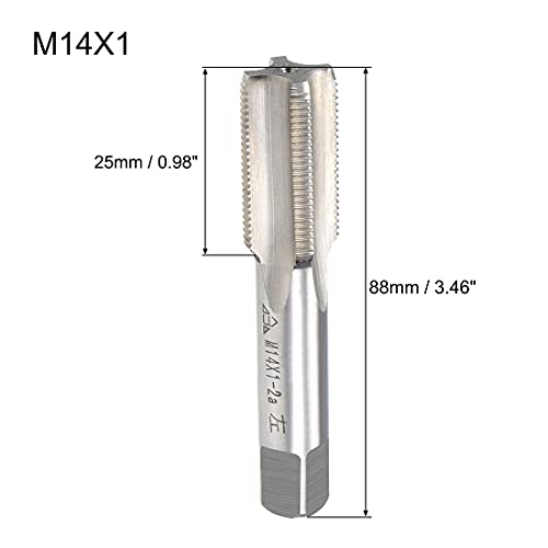 uxcell Metric Machine Tap Left Hand M14 Thread 1 Pitch H2 4 Flutes High Speed Steel Screw Thread Taps Tapping Tool - size: M14x1