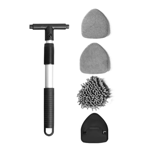 Car Windshield Cleaner Tool, Vehicle Window Cleaner with Extendable Handle & 3 Reusable and Washable Pads, Auto Glass Wash Brush Accessories, Universal for SUV RV Truck (Triangular) - size: Triangular