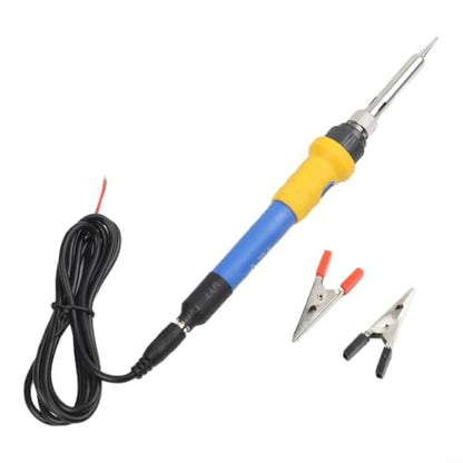 60W 12V DC Soldering Iron with Car for battery Clips - Portable Ceramic Heater for Auto Wiring & Outdoor Repair, Fast Heat-Up Silicone Grip