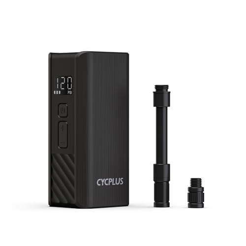 CYCPLUS Electric Bike Pump, A3Mini, 120 PSI, Brushless Motor, with Display | Pocket-size, 212g, 2000mAh, Fast Inflation. Presta and Schrader Valve，Auto Off, for Road Bikes, MTB, E-Bikes and Motorcycles