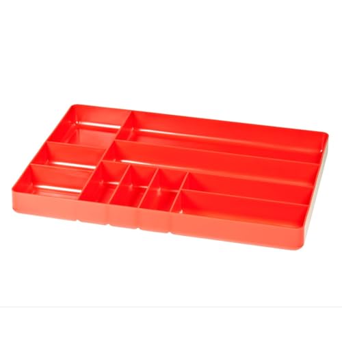 Ernst Manufacturing 10 Compartment Drawer Organizer: Heavy Duty Stackable Tray for Automotive Garage Tool Organization - Low-Profile Toolbox Storage - Nuts and Bolts, Tools, Parts, Easy to Clean - Red - color: Red, size: 10-Compartments