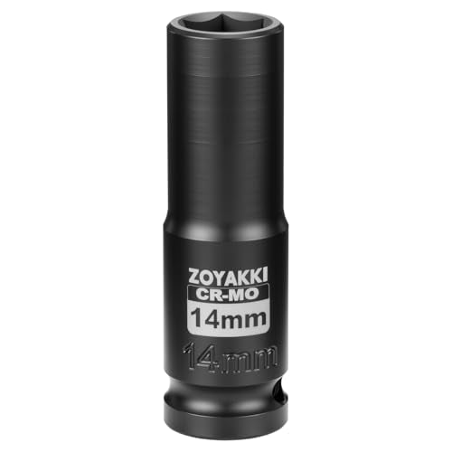 1/2" Drive 14mm Deep 6 Pt CR-MO Metric Impact Socket for Axle Nuts - size: 14mm, style: 1/2" Drive Deep