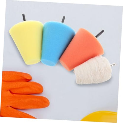 Alipis 4pcs Car Wheel Buffing Kit Durable Sponge Polishing Cone Set for Easy Wheel Hub Cleaning Waxing Compatible with All Car Models