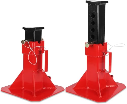 22 Ton Heavy Duty Pin-Type Car Jack Stands with Lock, Professional Automotive Jack Stands for Trucks & Cars, 44,400 lb Capacity, Red, 1 Pair - size: 22 Ton, style: jack