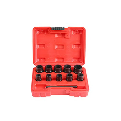 Twist Socket Set (11 Piece) Includes 1/2” Inch Lug Nut Remover With a 10mm, 11mm, 12mm, 13mm, 14mm, 15mm, 16mm, 17mm Socket Sizes Professional-Grade Lug Nut Extractor or Wheel Lock Removal