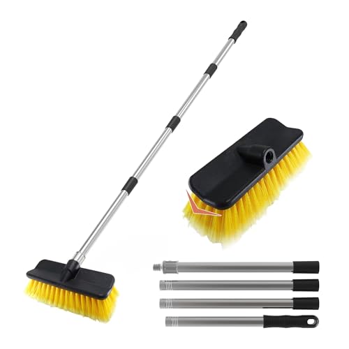 Car Wash Brush with 55" Long Handle | Car Wash 10" Dip Soft Brush | No Scratch Soft Bristle Brush for Car, RV, Boat, Solar Panel, House Siding, Snow, Floors Washing - size: 10"