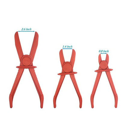OBTANIM 3 Pack Plastic Hose Pinch Off Pliers Line Clamp Pliers Set Tool for Automotive Flexible Hoses, Gas Lines Radiator Brake Coolant and Fuel Lines (Red) - color: Red
