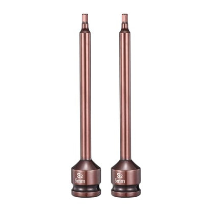 HARFINGTON 2pcs Impact Hex Bit Socket 1/2" Drive 5H (5mm) Hex Bits 6" Length S2 Steel Metric Impact Wrench Socket Adapter Tool for Automotive Repair Industrial Construction and Home DIY - size: H5 x 1/2" x 6"