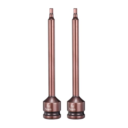 HARFINGTON 2pcs Impact Hex Bit Socket 1/2" Drive 5H (5mm) Hex Bits 6" Length S2 Steel Metric Impact Wrench Socket Adapter Tool for Automotive Repair Industrial Construction and Home DIY - size: H5 x 1/2" x 6"
