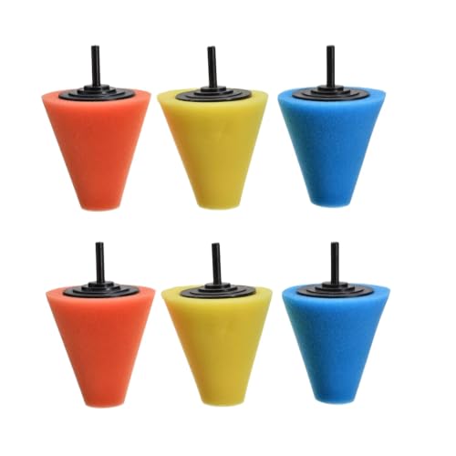 3/6PCS Car Wheel Polishing Sponge Cone Ball Kit for Electric Drill | Foam buffing pads for car wheel hub and rim polishing. Fits standard drill(6PCS) - color: 6pcs