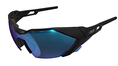Mechanix Wear: Vision Type-E Safety Glasses with Advanced Anti Fog, Scratch Resistant, Black Half Framed Protective Eyewear, Lightweight, Adjustable Arms and Nose, For Outdoor Use (Blue Mirror Lens) - color: Blue Mirror Lens