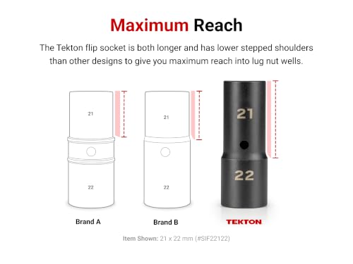 TEKTON 1/2 Inch Drive Impact Flip Socket Set | SIF92400 - size: 6-Piece