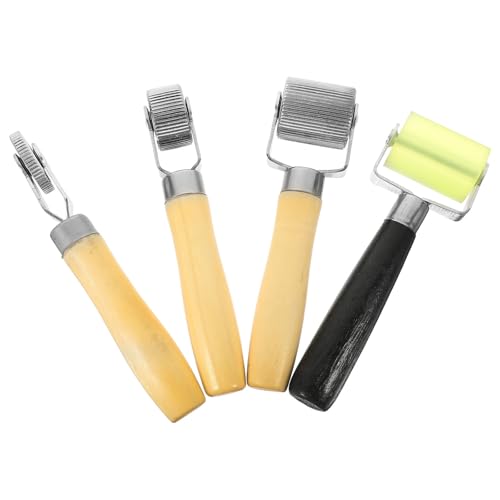 4pcs Car Sound Deadening Rollers with Smooth Rolling Action and Lightweight Wood Iron Material for Tire Repair Tools, for Auto Noise Reduction and Patch Adherence