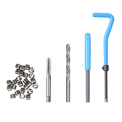 DAYUAN 131Pcs SAE Thread Repair Kit, HSS Drill Helicoil Kit Standard | SAE 1/4"-1/2" Sizes，Repairs Stripped & Damaged Threads，High-Speed Steel Tools，45# Steel Inserts，Storage Case - size: Blue - 131Pcs-SAE