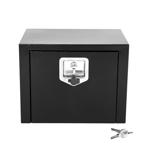 Steel Plated Underbody Truck Tool Box,Steel Truck Storage Organizer-Black | Waterproof Tongue Box for Storage with Smooth Surface for Truck, Pickup, RV, Trailer - Black, 18" x 12" x 14" Inch - size: 18" x 12" x 14"