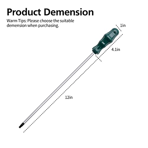5pcs 12in Magnetic Long Torx Screwdrivers, T15 - T30 (T15,T20,T25,T27,T30)
