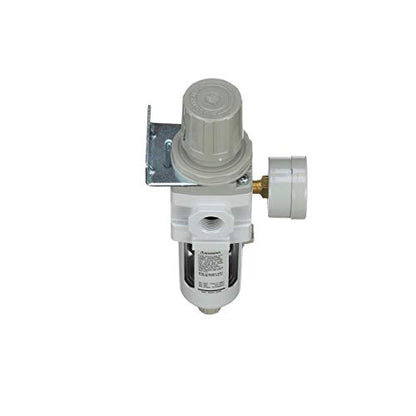 PneumaticPlus SAW300-N03BG Compressed Air Filter Regulator Piggyback Combo 3/8" NPT - Poly Bowl, Manual Drain, Bracket, Gauge - style: Poly Bowl - Manual Drain