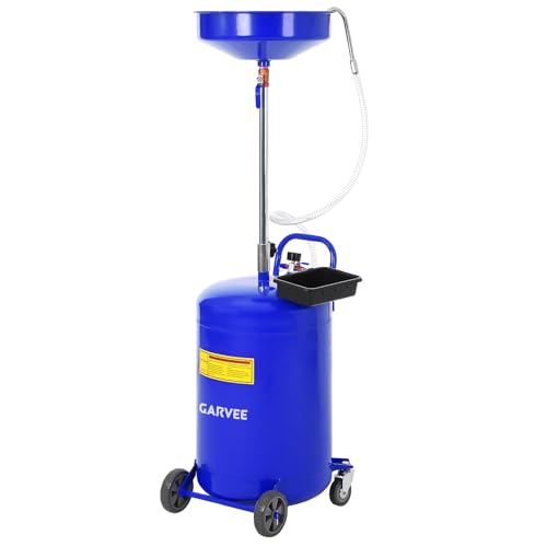 Garvee 20 Gallon Waste Oil Drain Tank, Portable Oil Drain Container, Air Operated Drainer, Fluid Fuel Transfer Drainage, Adjustable Funnel Height with Wheel &15'' Premium Bowl and a Toolbox - size: 20 Gallon- Blue