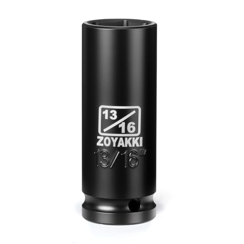 1/2" Drive 13/16" Deep 6 Pt CR-MO SAE Impact Socket for Axle Nuts - size: 13/16"in., style: 1/2" Drive Deep