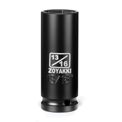 1/2" Drive 13/16" Deep 6 Pt CR-MO SAE Impact Socket for Axle Nuts - size: 13/16"in., style: 1/2" Drive Deep