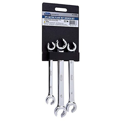 Eastwood 3 Piece Metric Flare Nut Wrench Set Chrome Plated Mirror Polish Finish | Professional Multi Purpose Wrench Set | 3-piece Pack