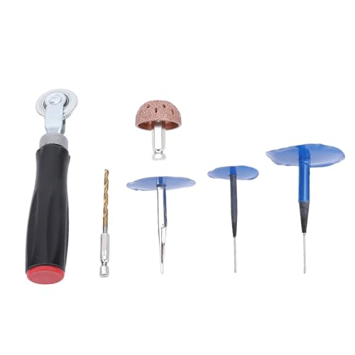 RiToEasysports Tire Patch Kit, ABS Metal Tire Repair Patch Plug Set 27pcs with Roller Buffing Wheel and 4mm Drill Bit, Repair Tool for Cars Trucks Bikes Scooters