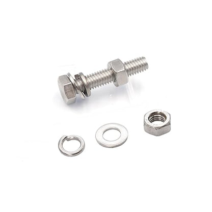 6-Pack M10 x 40mm Hexagon Screws Hex Bolts with M10 Hex Nuts Flat Washers/Spring Lock Washers Set, 304/18-8, Plain Finish - size: 6-Pack M10 x 40mm