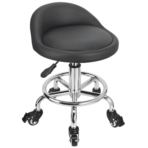 Rolling Stool Low Height Roller Stool Height Adjustable, Shop Stools Low Rolling Chair with Back, Garage Seat Stools Short Work Chair (Style 4) - style: style 4