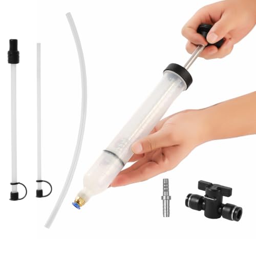 Fluid Extractor & Manual Automotive Fluid Extractor Pump Oil Syringe | with Suction Hose and Extension Tubes for Efficient Oil Change, Fuel Transfer Fluid Syringe (200ml Air Valve) - size: 200ml Air Valve