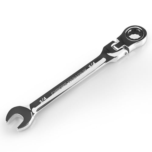 Egofine 3/4 Inch Ratchet Wrench Flex Head, Ratcheting Combination Wrench SAE, Industrial Grade Gear Spanner with 12 Point Box End, 72-Teeth Ratchet, Chrome Vanadium Steel - style: 3/4"