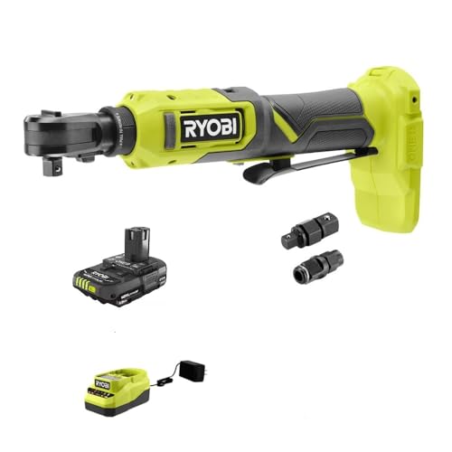 Ryobi 18V Cordless Ratchet Multi-Size 3/8 in. and 1/4 in. Kit with 1.5 Ah Battery and Charger (PCL280K1)