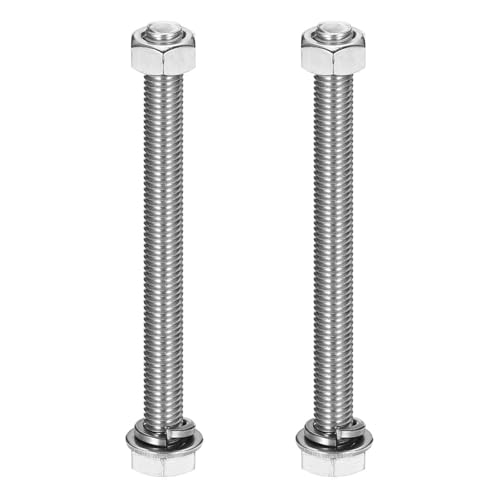 MECCANIXITY M10 x 110mm 304 Stainless Steel Hex Head Screws Bolts, Nuts, Flat & Lock Washers Assortment Kit, Fully Threaded, Bright Finish for Home, Electronic, Machine, 2 Sets - size: M10 x 110mm