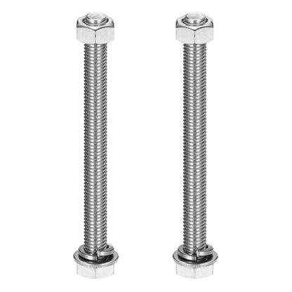 MECCANIXITY M10 x 110mm 304 Stainless Steel Hex Head Screws Bolts, Nuts, Flat & Lock Washers Assortment Kit, Fully Threaded, Bright Finish for Home, Electronic, Machine, 2 Sets - size: M10 x 110mm