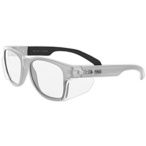 MAGID Y50 Safety Glasses for Construction | White Frame — 1 Pair, Clear Lens | Side Shields, ANSI Z87.1+, Anti-Fog, Scratch-Resistant, 99.9% UV Protection, Polycarbonate Lens - color: Clear Lens | White Frame, size: 1 Pair
