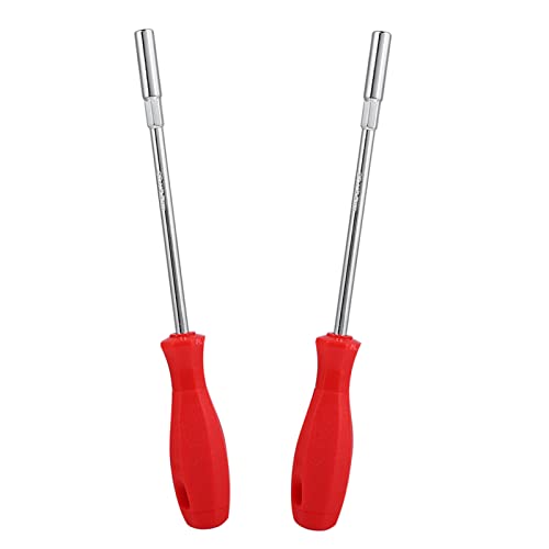Oumefar 2PCS Hex Nut Driver, Hollow Shaft Lengthened Sleeve Screwdriver Red Plastic Handle Bit Holding Screwdriver 5.5mm(2PCS)