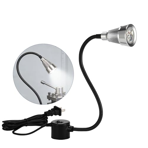 Magnetic LED Machine Work Light, Adjustable Task Light for Lathe | Gooseneck, Plug-in, for Workbench, Drill Press, Machine Tools, Job Site