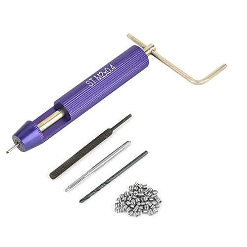 50pcs Thread Repair Kit, M2 x 0.4 Stainless Steel Wire Thread Insert Combination Tool Set for Restoring Damaged Wires in Steel M2 x 2D